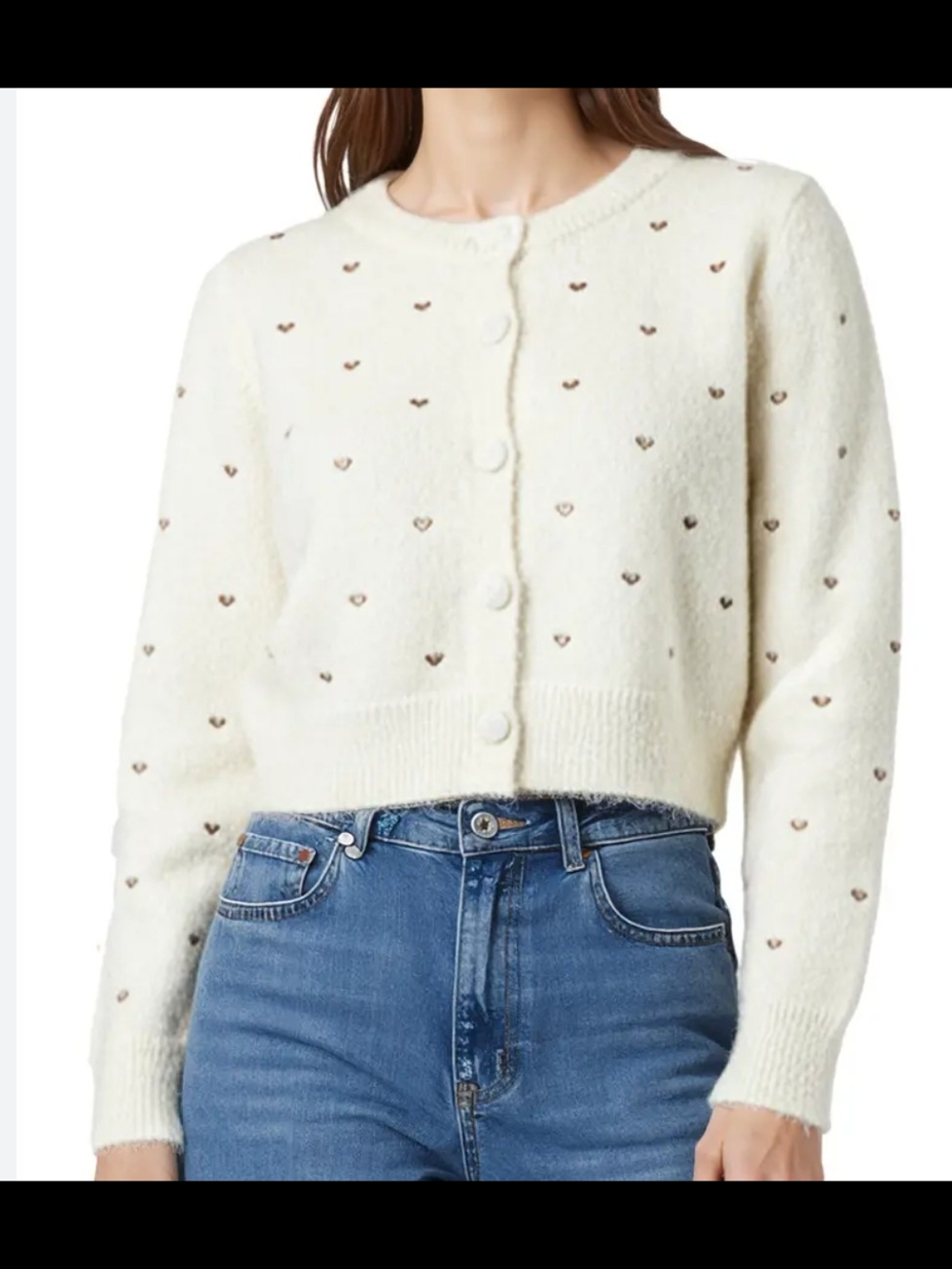 All in Favor Embroidered Metallic Hearts Cardigan